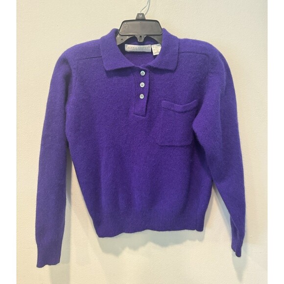 Valerie Stevens Sweaters - Valerie Stevens Women's‎ Purple Lambswool/Angora Blend Collared Sweater Size S